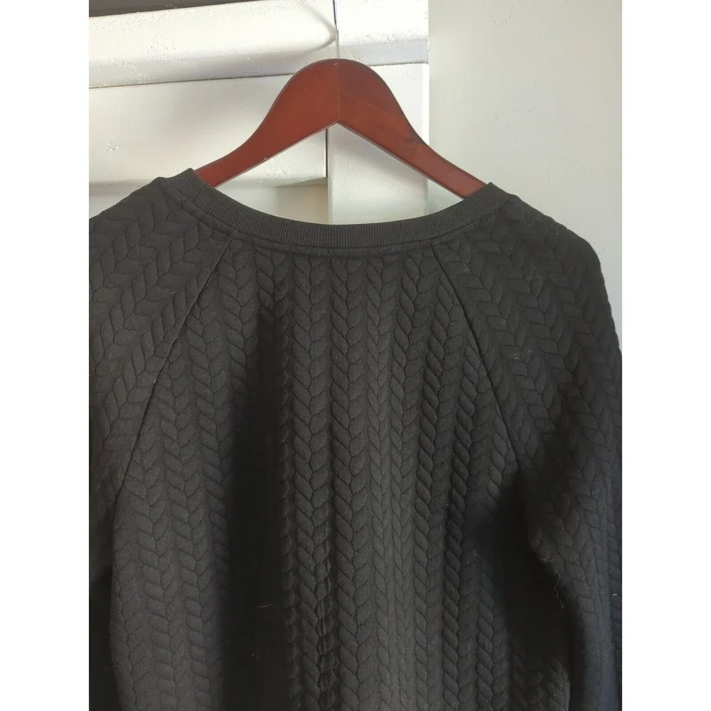 LOFT Women's M BLACK Textured Pullover Sweatshirt - Picture 8 of 8